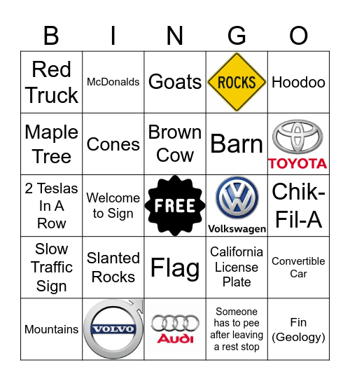 SW Road Trip Bingo Card