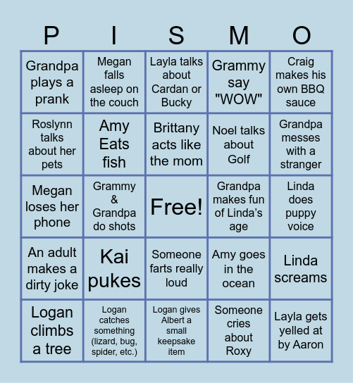 Pismo Bingo Card