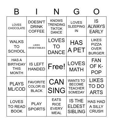 HUMAN BINGO Card