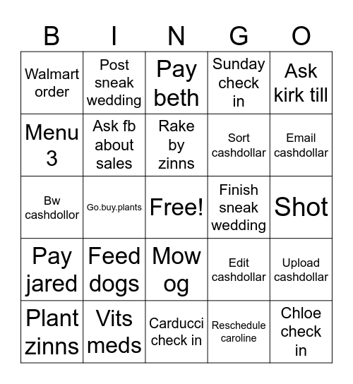 Monkmon Bingo Card