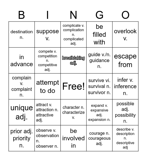 (十三)选必四 units1-2 Bingo Card