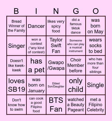 Support Day (Human Bingo - Get to know each other) Bingo Card