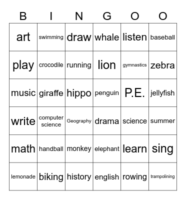 June 16th Bingo Card