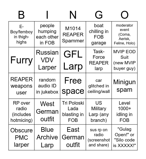 brm2 bingo card MK2 Bingo Card