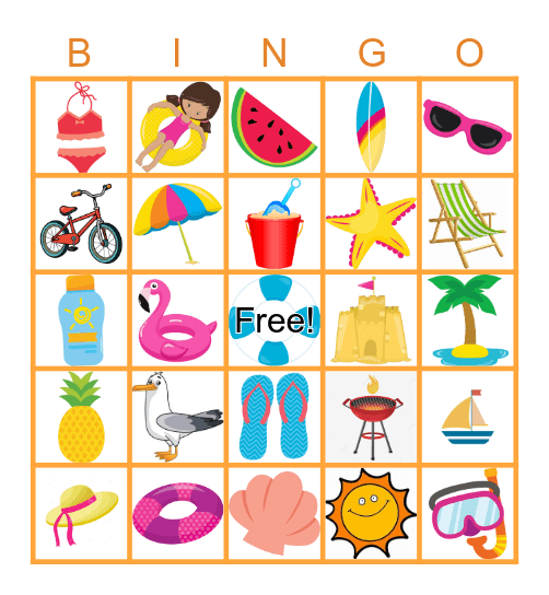 Beach Bingo Card