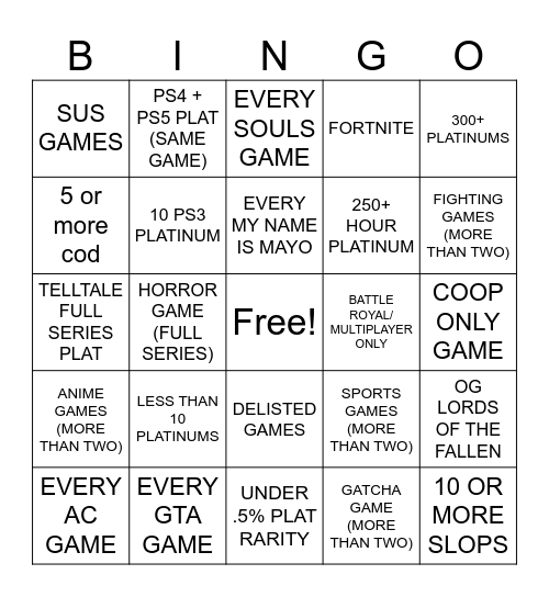 PLATINUM REVIEWS Bingo Card