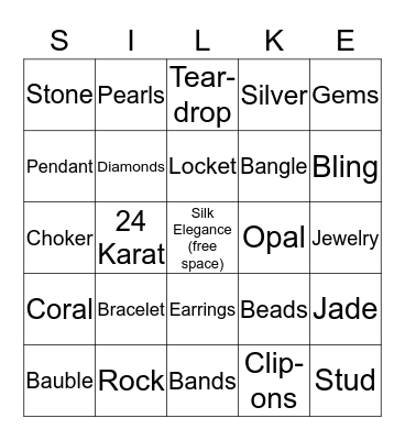 Silk Elegance Bingo Card