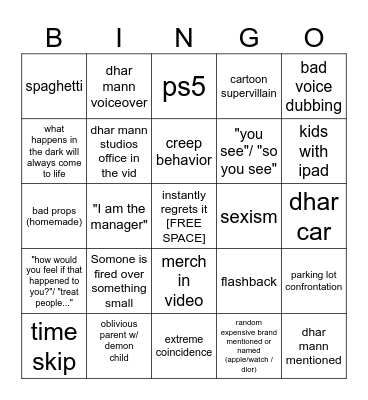 Dhar Mann Bingo V3 Bingo Card