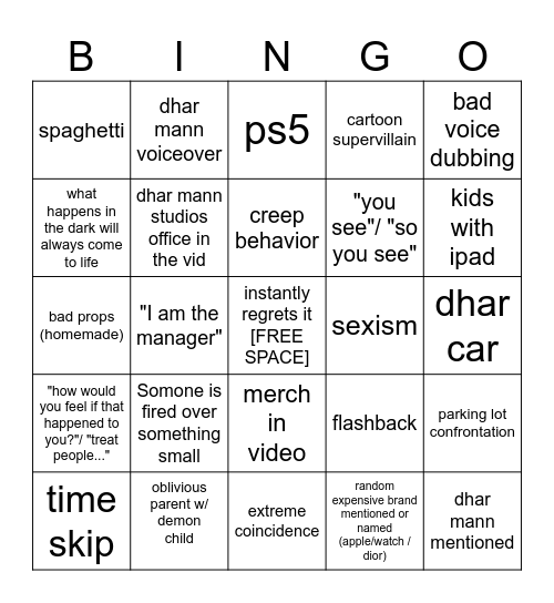 Dhar Mann Bingo V3 Bingo Card