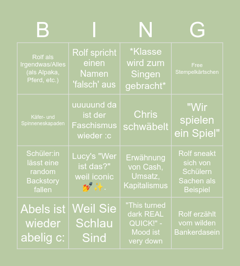 B1 Bingo Card