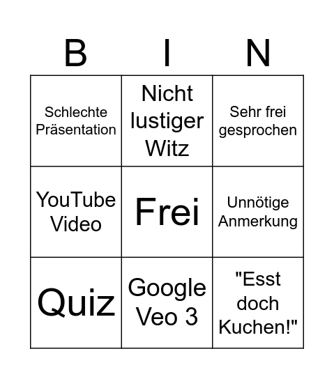 Präsentations Bingo Card