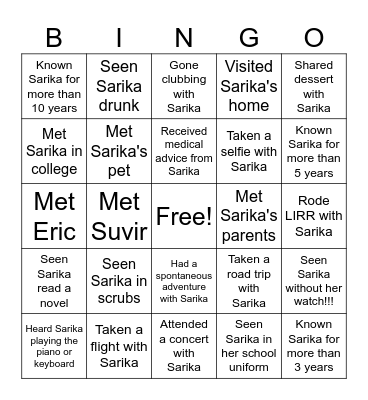 💖 Sarika's Bachelorette Bingo 💖 Bingo Card