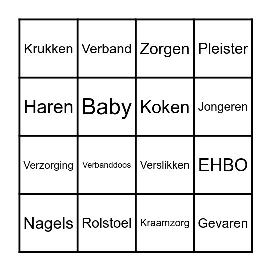Mens en Zorg Bingo Card