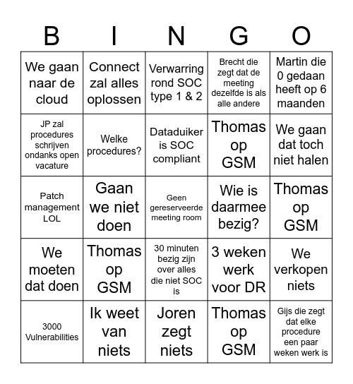 SOC Meeting #37 Bingo Card