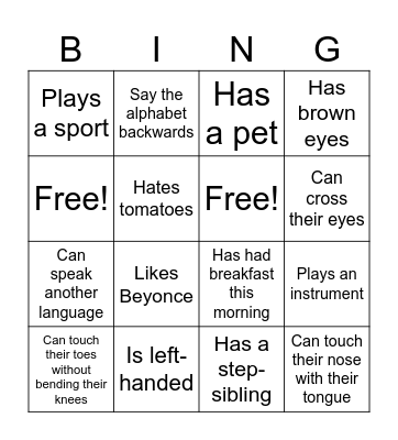 Find someone who Bingo Card