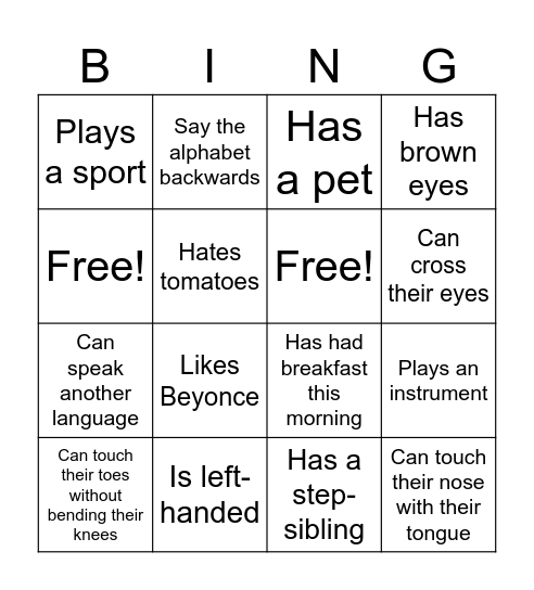 Find someone who Bingo Card