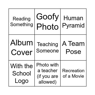 Bonus Points - Take Pictures Bingo Card