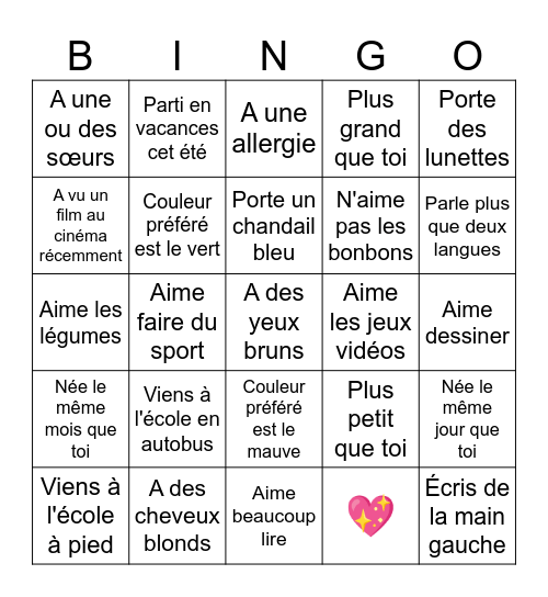 Bingo Brise-Glace Bingo Card