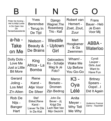 Muziekbingo AKC 2025 Bingo Card