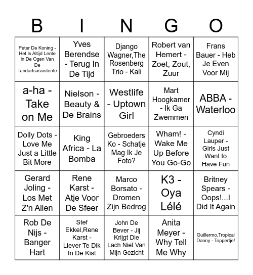 Muziekbingo AKC 2025 Bingo Card