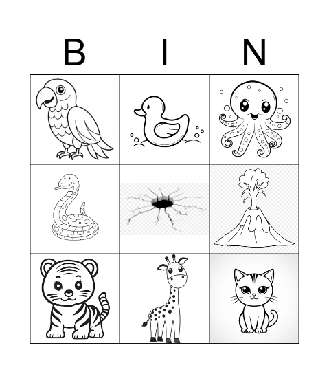 Animal bingo Card