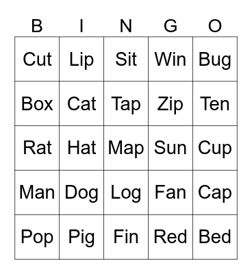 Phonics Bingo Card