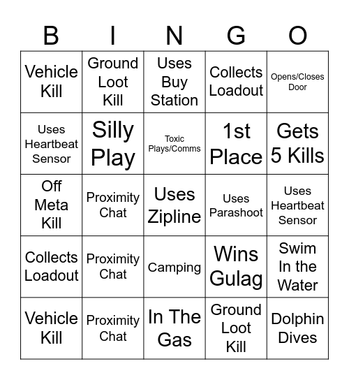 WARZONE BINGO Card