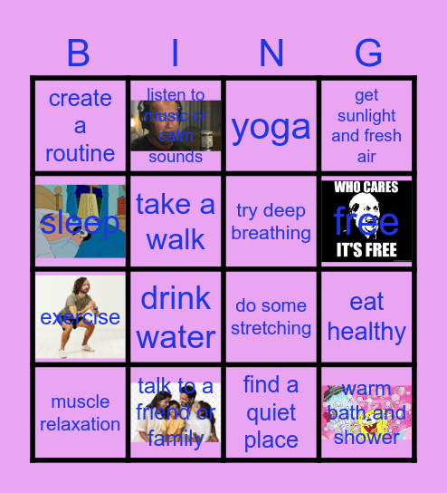 calm Bingo Card