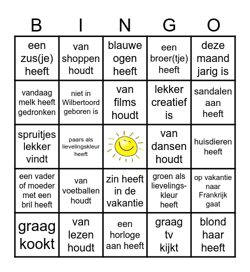 Zoek iemand die...... Bingo Card