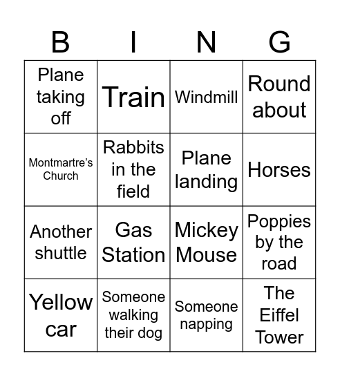 AScend trip bingo Card
