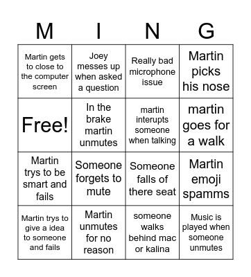 Computing card Bingo Card