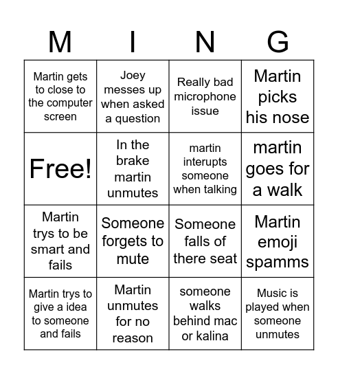 Computing card Bingo Card