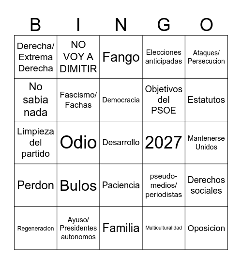 Declaracion Sanxista Bingo Card