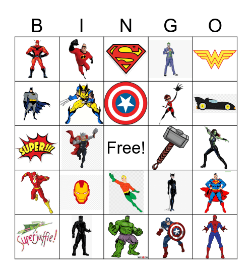 SUPERHERO BINGO Card