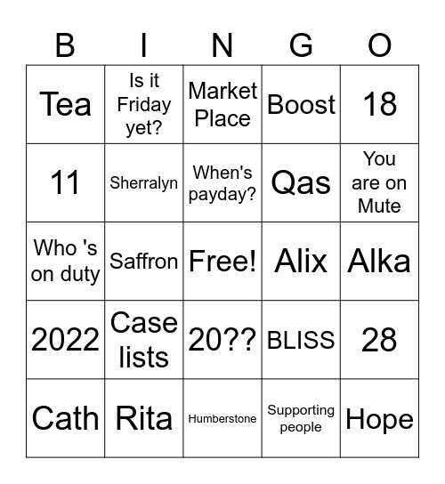 STAR Bingo Card