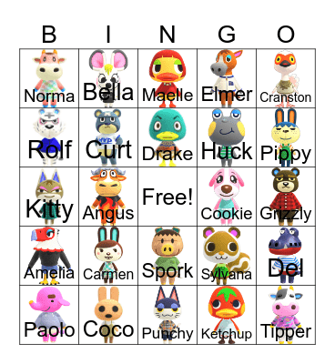 Animal Crossing Bingo Card