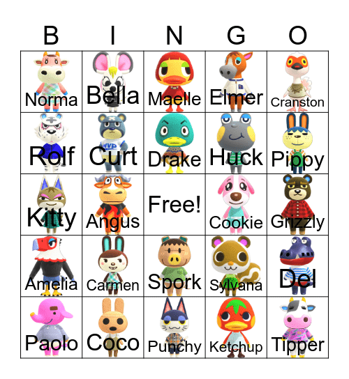 Animal Crossing Bingo Card