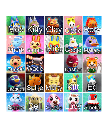 Animal Crossing Bingo Card