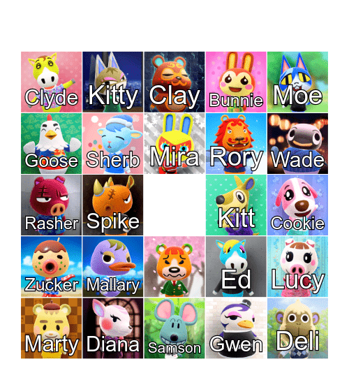 Animal Crossing Bingo Card