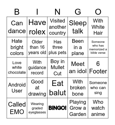 SHAYOL 2025-2026 Bingo Card