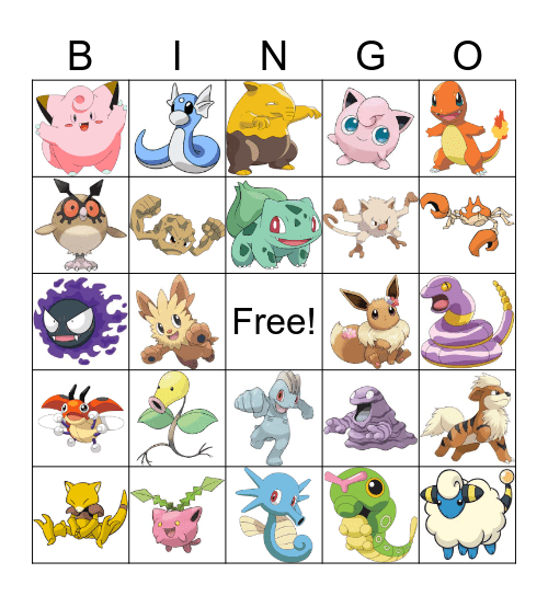 Pokemon Bingo Card