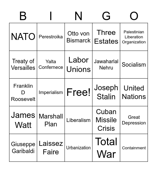Global II Review Bingo Card