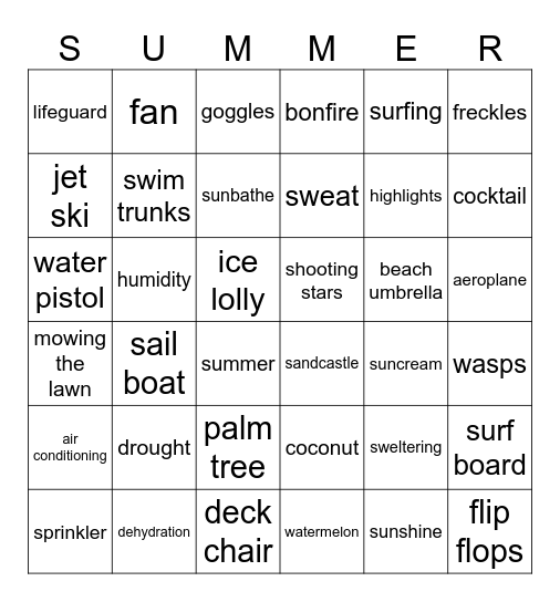 SUMMER BINGO Card