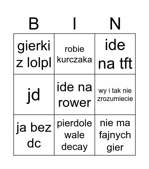 dawcia epizod Bingo Card