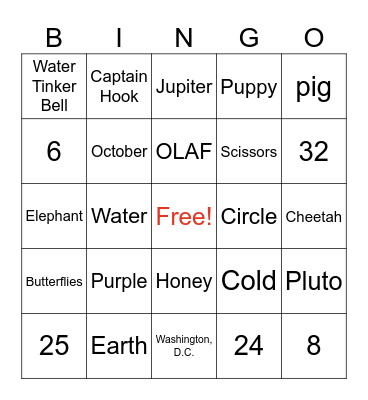 Random 5th Grade Bingo Card