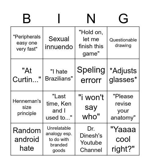 Phase 2 with Sam Bingo Card