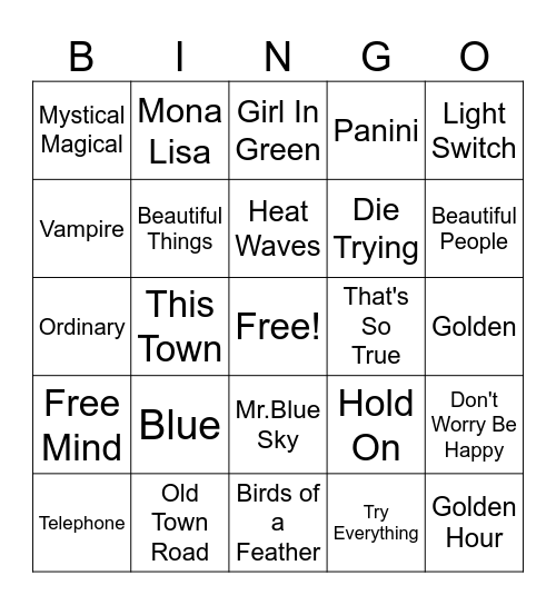 Music Bingo Card