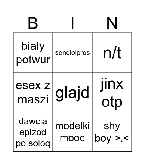 Eyen epizod Bingo Card