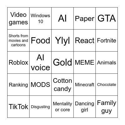 The ultimate YouTube bingo Card
