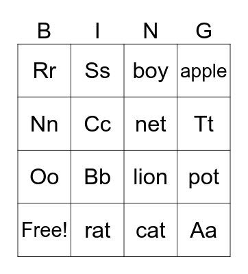 Alphabet Bingo Card
